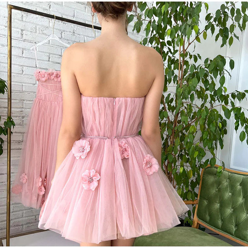 A-Line Shining Sweetheart Short Mini Homecoming Dresses with 3D Flower