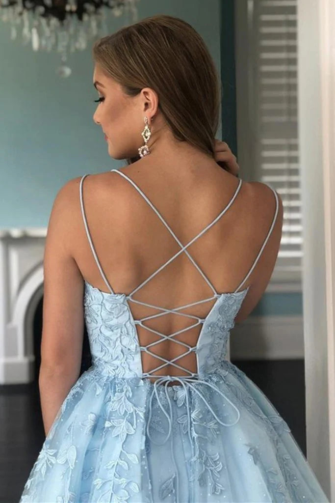 A Line Spaghetti Straps Homecoming Dresses with Appliques Short Cocktail Dresses