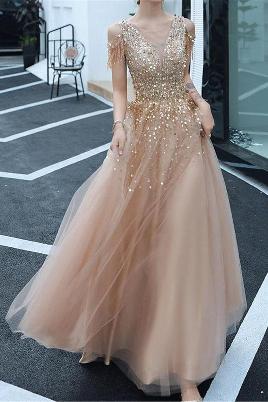 A-line Evening Dress Beading Prom Dress Formal Evening