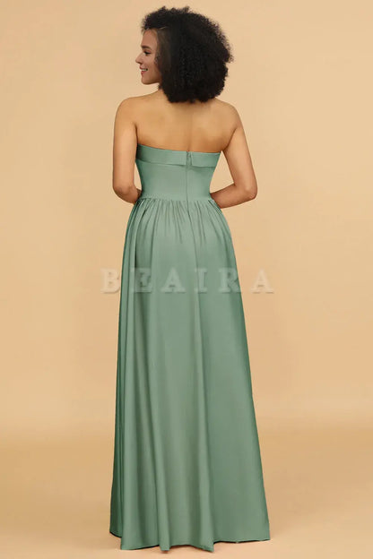 Beaira A Line Strapless Satin Floor-Length Bridesmaid Dress Bridesmaid dress shop