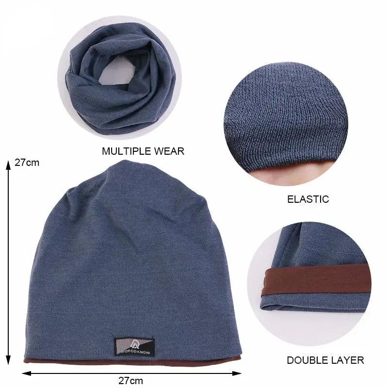 Beaira Autumn and Winter Imitation Cashmere Double Layer Skullies Bennies Unisex Pullover Hat