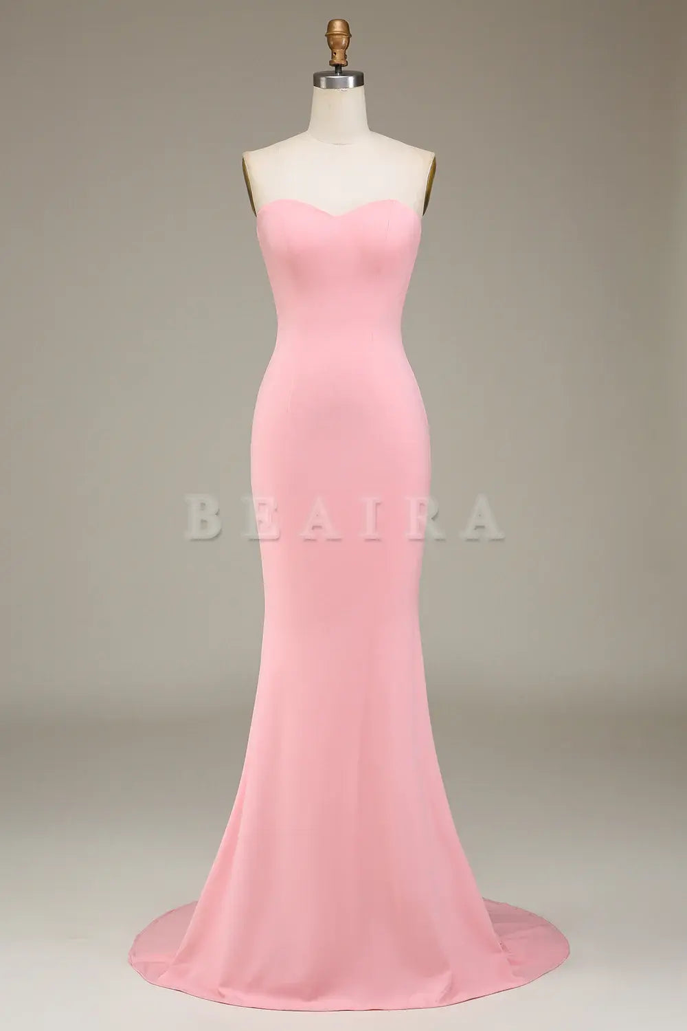 Beaira Blush Pink Mermaid Sweetheart Satin Long Bridesmaid Dress Bridesmaid dress shop