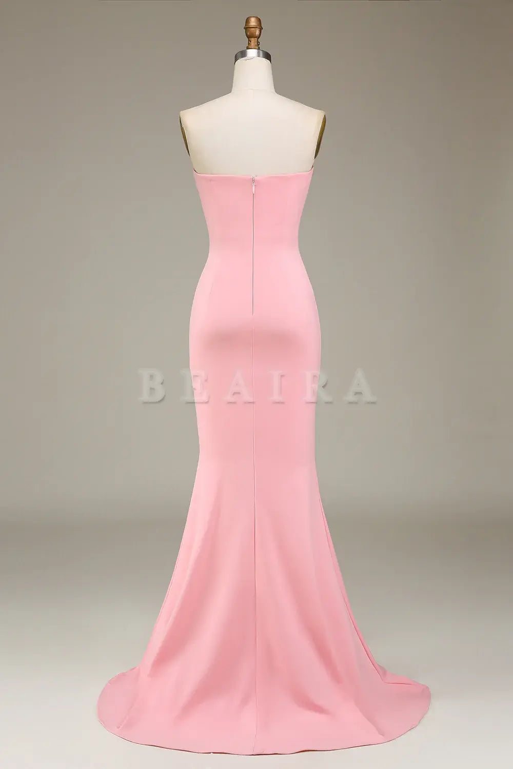 Beaira Blush Pink Mermaid Sweetheart Satin Long Bridesmaid Dress Bridesmaid dress shop