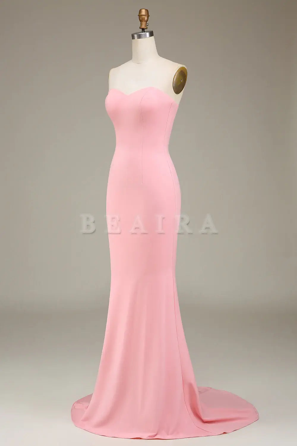 Beaira Blush Pink Mermaid Sweetheart Satin Long Bridesmaid Dress Bridesmaid dress shop