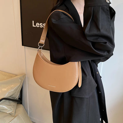 Beaira Crescent Bag for Women with Adjustable Strap Hobo Bag PU Leather Solid Crossbody Bag Casual for Work Travel