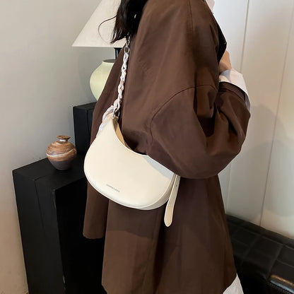 Beaira Crescent Bag for Women with Adjustable Strap Hobo Bag PU Leather Solid Crossbody Bag Casual for Work Travel