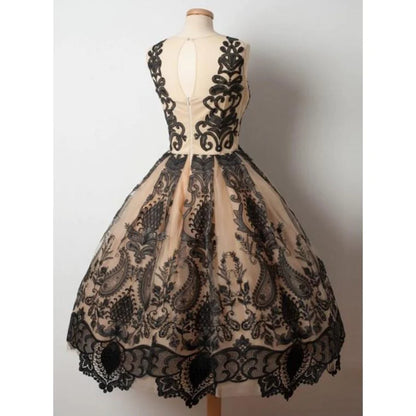 Homecoming Dresses A Line With Applique Tulle Scoop