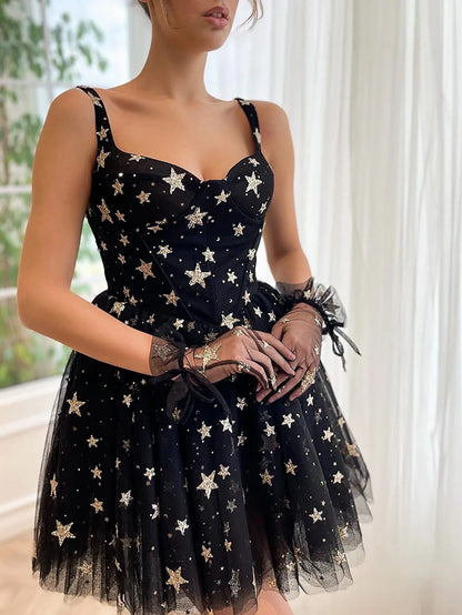 Homecoming Dresses Straps Tulle With Star Short/Mini