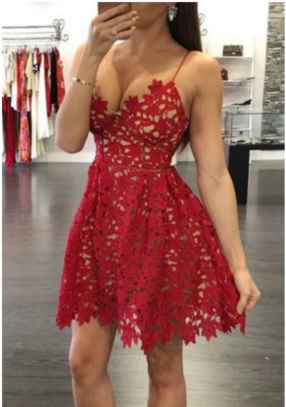 Lace Unique Homecoming Dress Graduation Dress CocktailDress for Teens