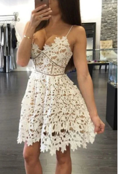 Lace Unique Homecoming Dress Graduation Dress CocktailDress for Teens