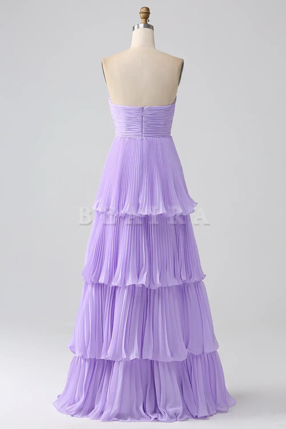 Beaira Lilac A-Line Sweetheart Tiered Floor Length Chiffon Bridesmaid Dress Bridesmaid dress shop