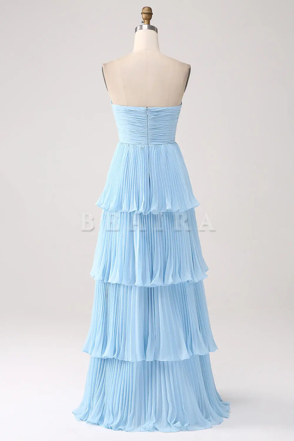 Beaira Sky Blue A-Line Sweetheart Tiered Floor Length Chiffon Bridesmaid Dress Bridesmaid dress shop