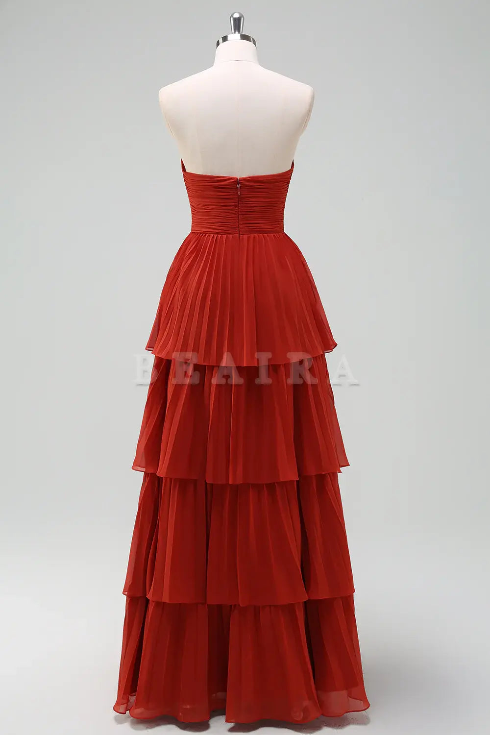 Beaira Rust A-Line Sweetheart Tiered Floor Length Chiffon Bridesmaid Dress Bridesmaid dress shop