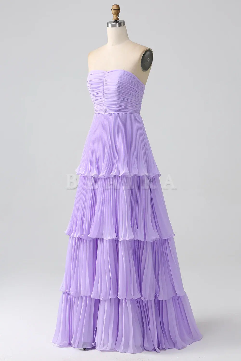 Beaira Lilac A-Line Sweetheart Tiered Floor Length Chiffon Bridesmaid Dress Bridesmaid dress shop