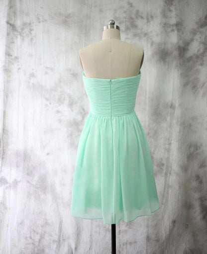 Mint Chiffon Party Dresses Short Bridesmaid Dresses