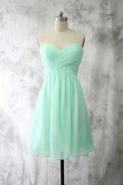 Mint Chiffon Party Dresses Short Bridesmaid Dresses