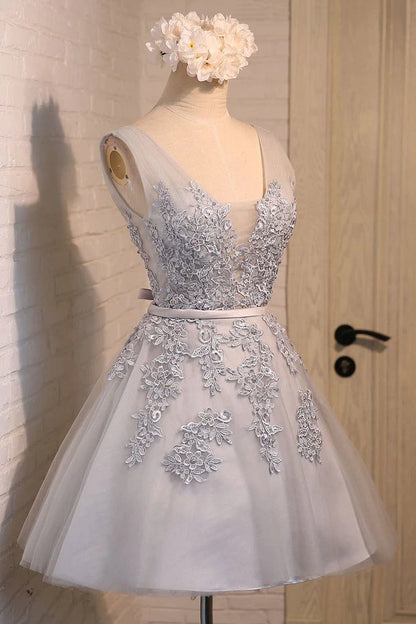 New Arrival A Line Straps Tulle & Appliques Homecoming Dresses With Sash