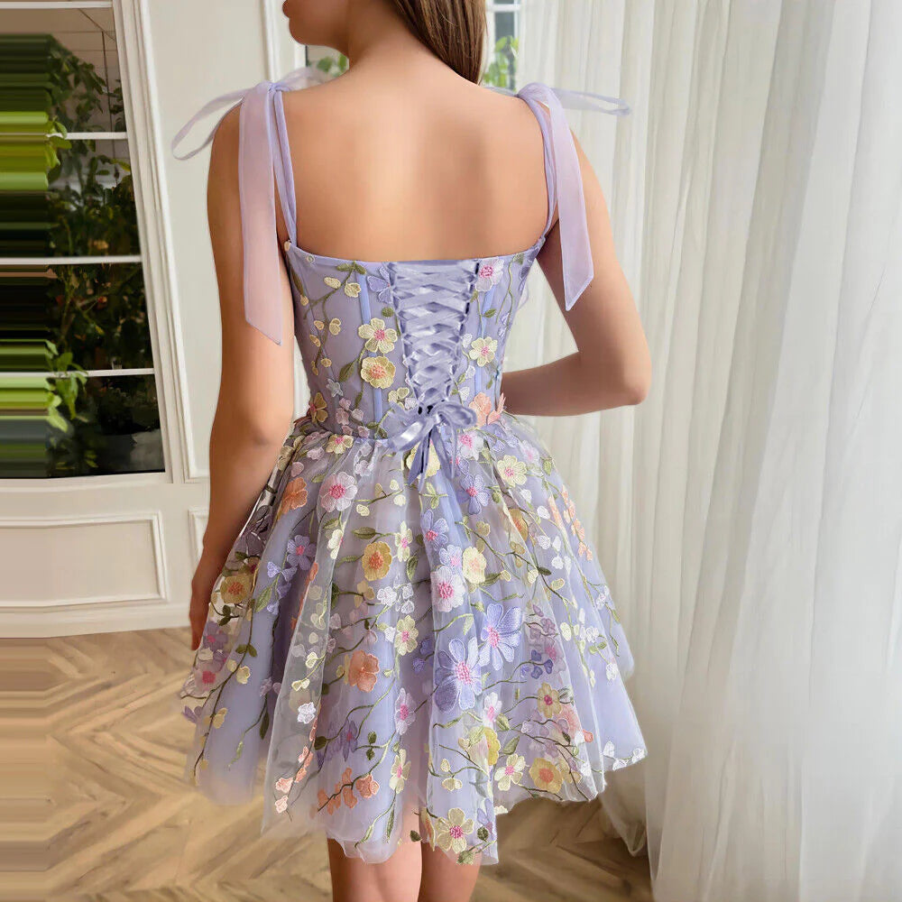 New Arrival A Line Sweetheart Mini Homecoming Dresses With 3D Flower