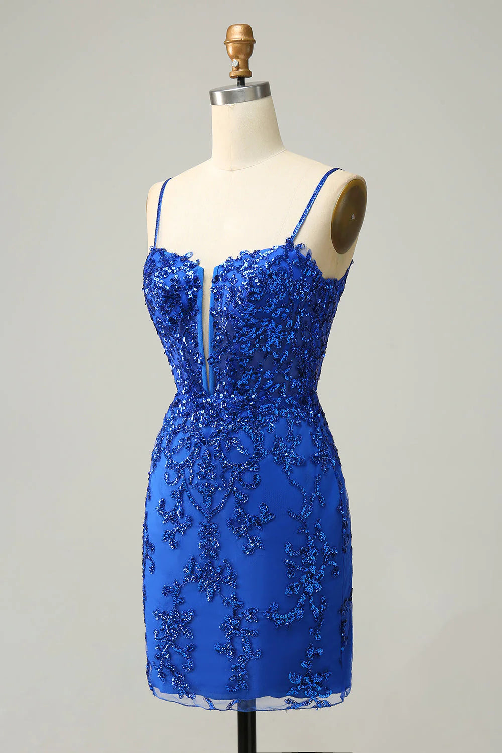 New Arrival Spaghetti Straps Sheath Sequin With Lace Homecoming Cocktail Dresses