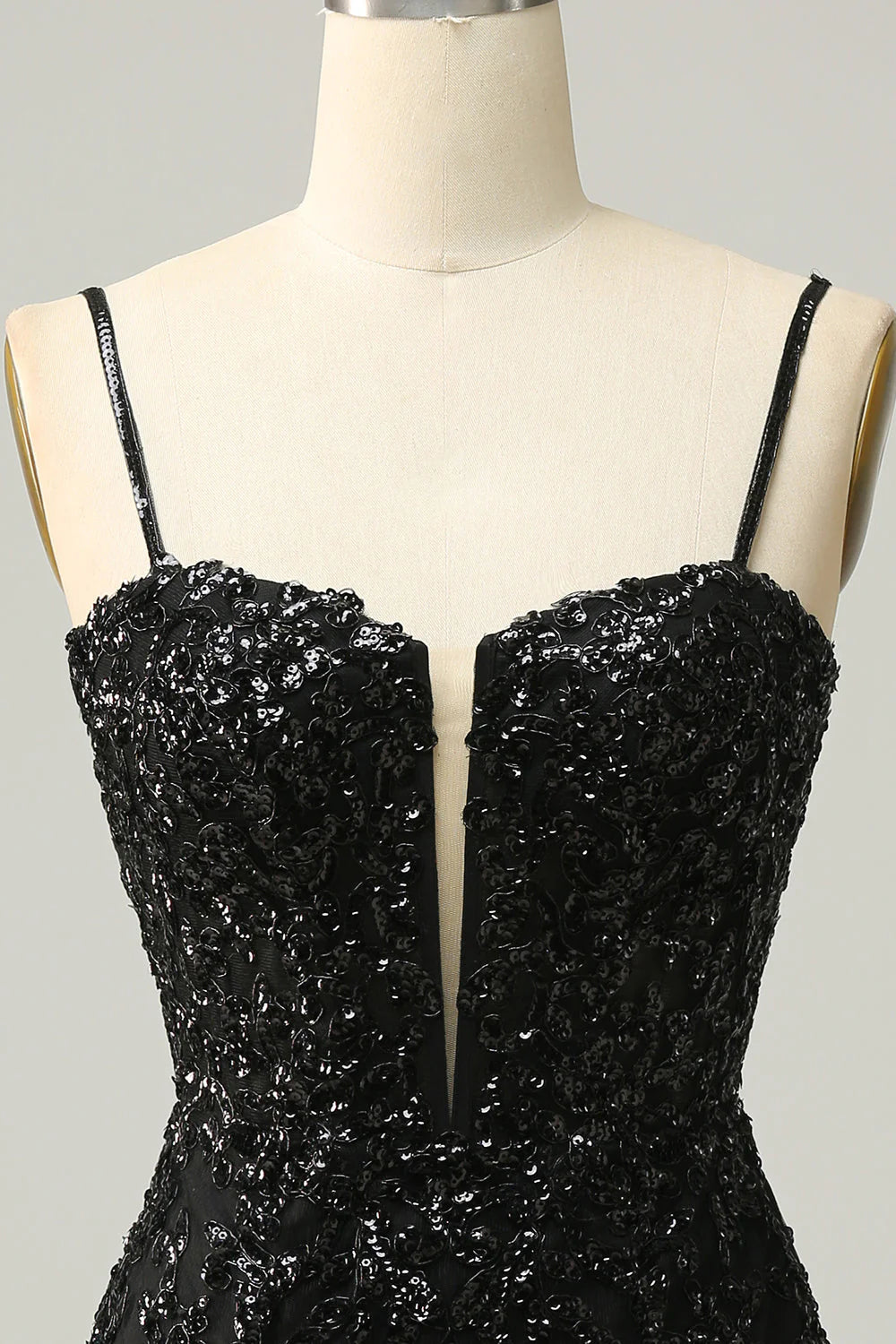 New Arrival Spaghetti Straps Sheath Sequin With Lace Homecoming Cocktail Dresses