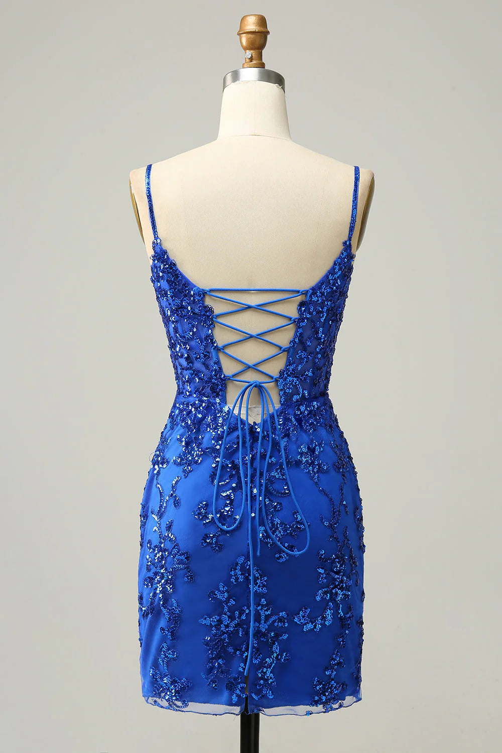 New Arrival Spaghetti Straps Sheath Sequin With Lace Homecoming Cocktail Dresses