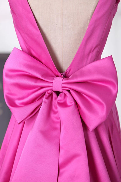 V Neck Satin With Bow Knot Mermaid Prom Dresses