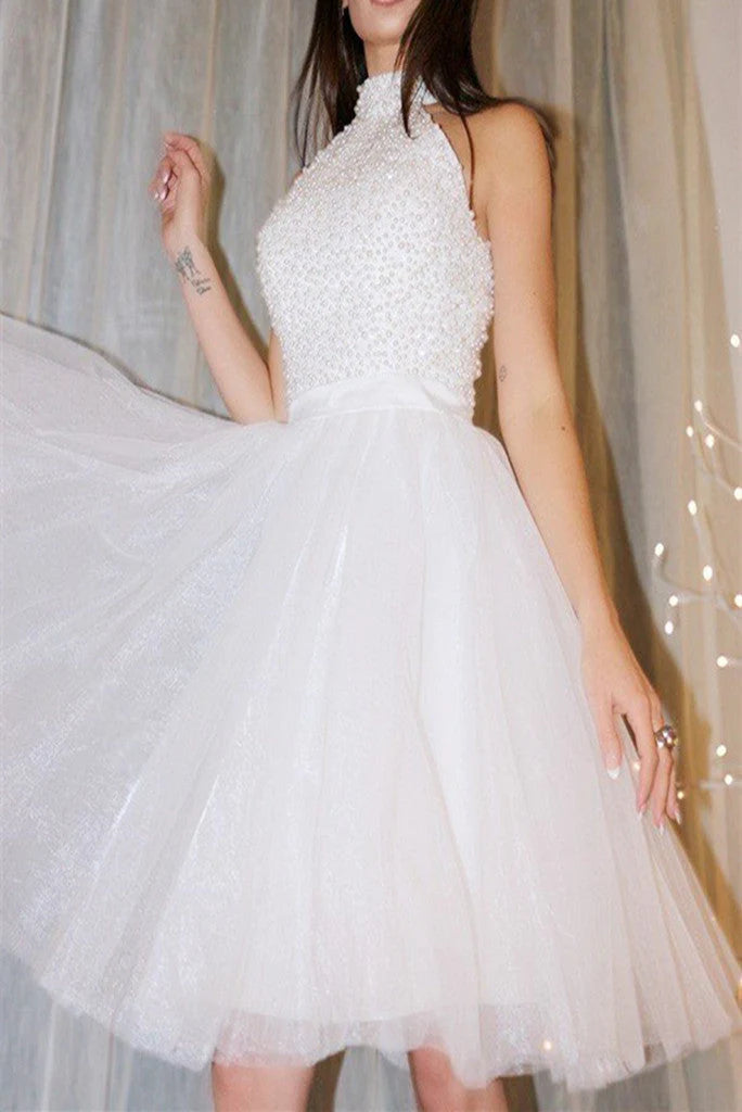 New Homecoming Dresses Scoop Short/Mini Tulle With Beading