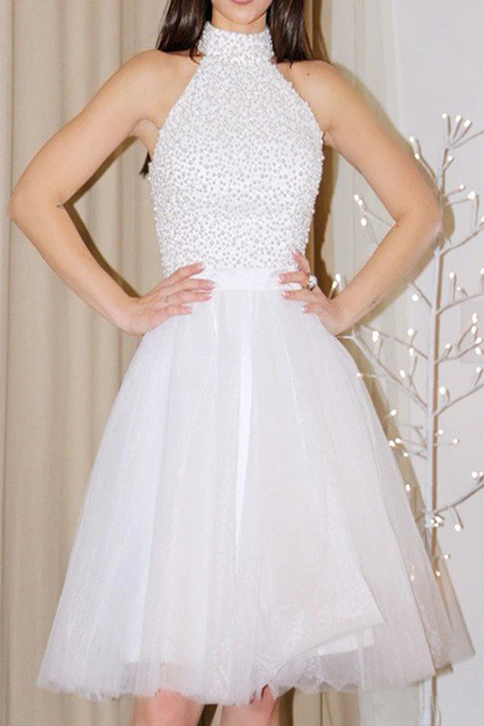 New Homecoming Dresses Scoop Short/Mini Tulle With Beading