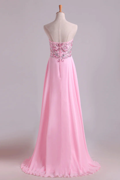 New Party Dresses Sweetheart Chiffon With Beading Floor Length