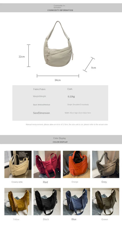 Beaira Nylon Fabric Shoulder Bag New High Capacity Women's Crossbody Messenger Bag Leisure Versatile Shoulder Hobos Bag
