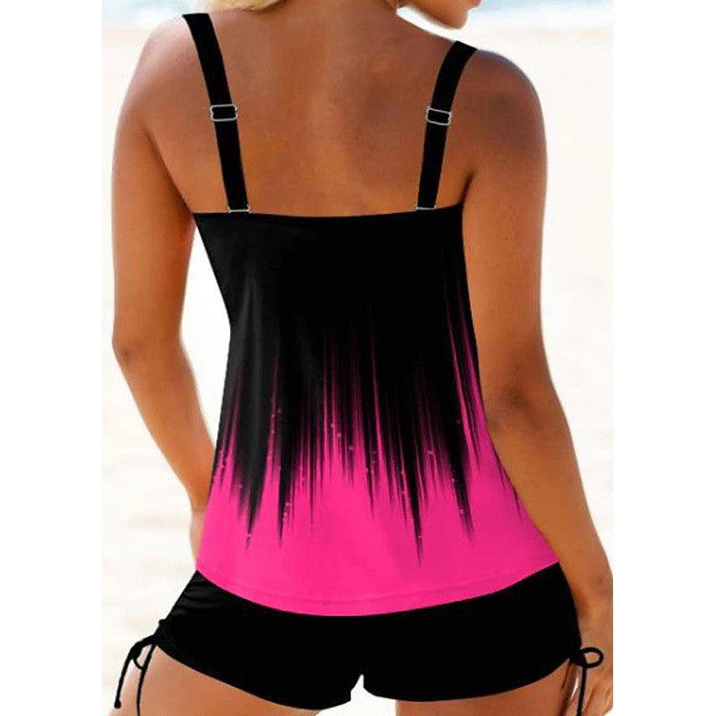 Women's Swimwear Tankini Swimsuit Ombre Vacation Beach Wear Bathing Suits