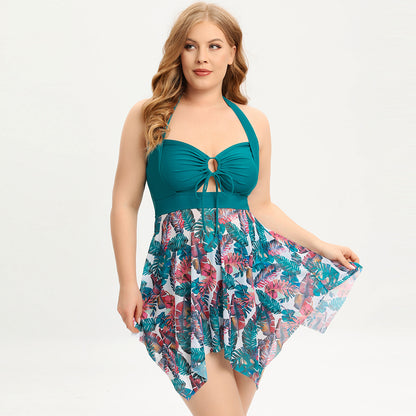 Women's Plus Size Swimwear Swim Dress Swimsuit Printing Floral Beach Wear Holiday Bathing Suits