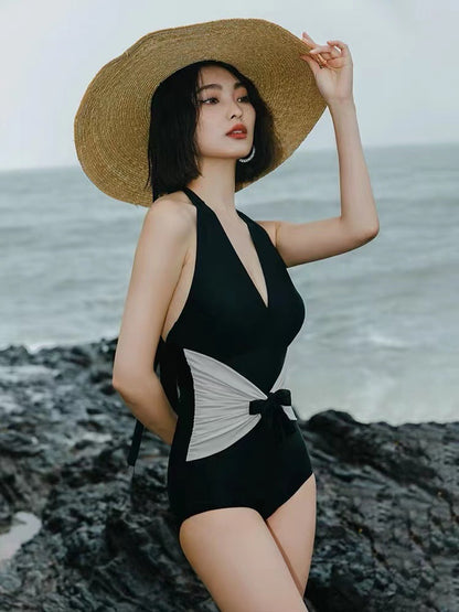 Triangle Contrast One Piece Swimsuit