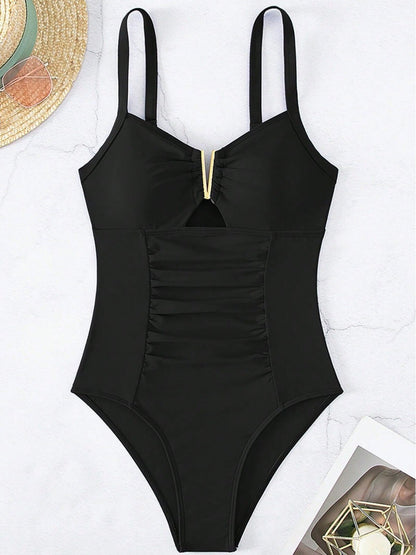 Women's Normal Swimwear One Piece Swimsuit Cut Out Plain Beach Wear Holiday Bathing Suits