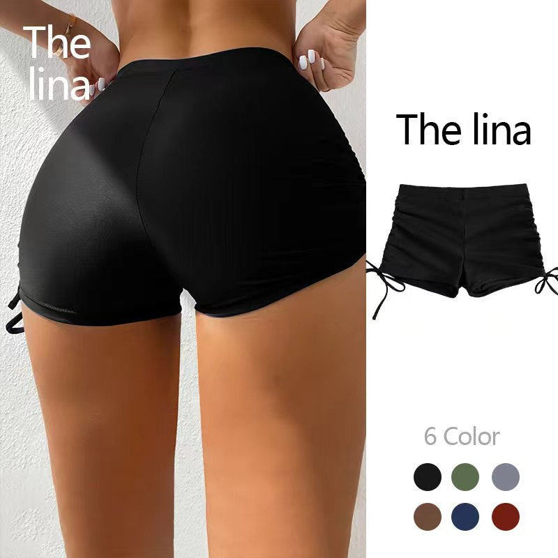 Women's Swimwear Bikini Bottom Shorts Swimsuit Drawstring Quick Dry Solid Color Plain Basic Bathing Suits