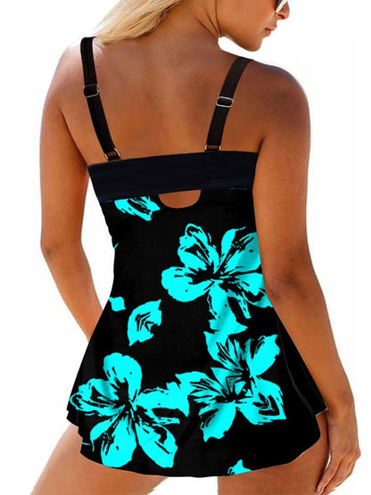 Women's Plus Size Swimwear Tankini 2 Piece Swim Dress Swimsuit 2 Piece Floral Strap Summer Bathing Suits