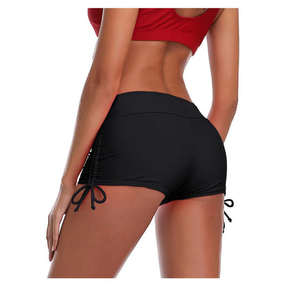 Women's Swimwear Bikini Bottom Shorts Swimsuit Drawstring Quick Dry Solid Color Plain Basic Bathing Suits