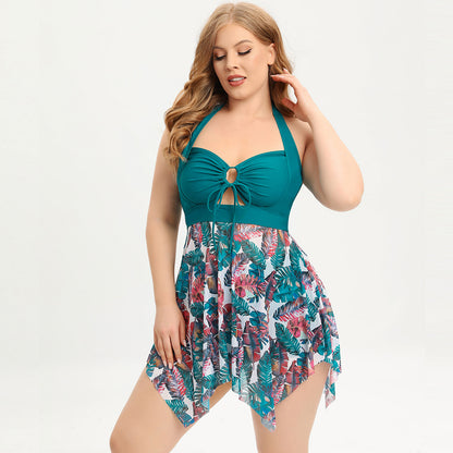 Women's Plus Size Swimwear Swim Dress Swimsuit Printing Floral Beach Wear Holiday Bathing Suits