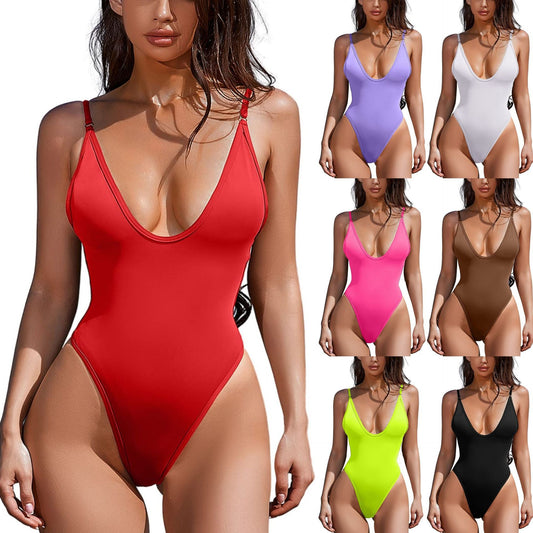 Women's Normal Swimwear One Piece Bikini Swimsuit Quick Dry Push Up Pure Color Scoop Neck Sporty Sexy Bathing Suits