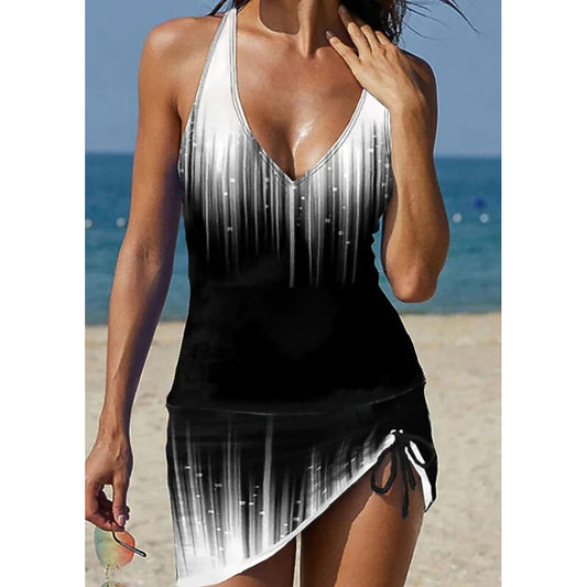 Women's Normal Swimwear Tankini 2 Piece Swim Dress Swimsuit Halter 2 Piece Modest Swimwear Ombre Strap Vacation Beach Wear Bathing Suits