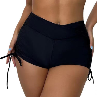 Women's Swimwear Bikini Bottom Shorts Swimsuit Drawstring Quick Dry Solid Color Plain Basic Bathing Suits