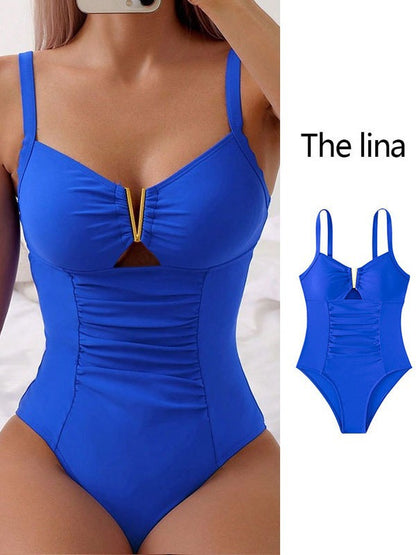 Women's Normal Swimwear One Piece Swimsuit Cut Out Plain Beach Wear Holiday Bathing Suits