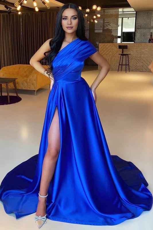 Beaira Off-the-Shoulder Royal Blue Evening Dresses Split formal wear dresses