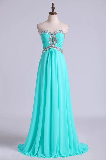 Party Dresses A Line Floor Length Sweetheart Chiffon With Rhinestone