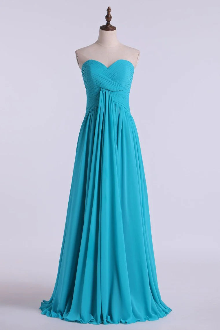 Party Dresses A Line Floor Length Sweetheart Chiffon With Ruffles