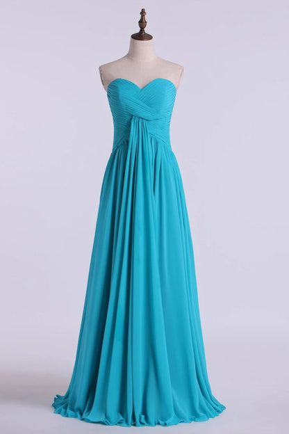 Party Dresses A Line Floor Length Sweetheart Chiffon With Ruffles