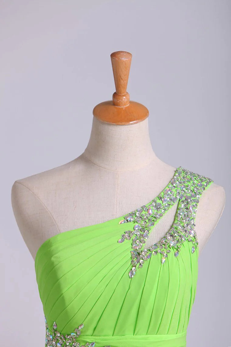 Party Dresses A Line One Shoulder Chiffon With Beading&Sequins