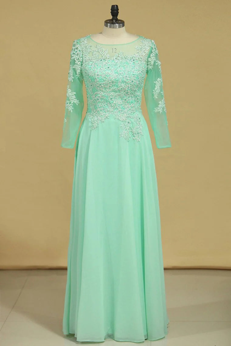 Party Dresses Bateau A Line Chiffon Floor Length With Beading