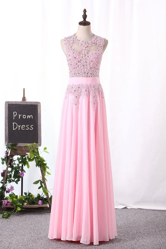 Party Dresses Chiffon A Line Scoop With Applique Floor Length