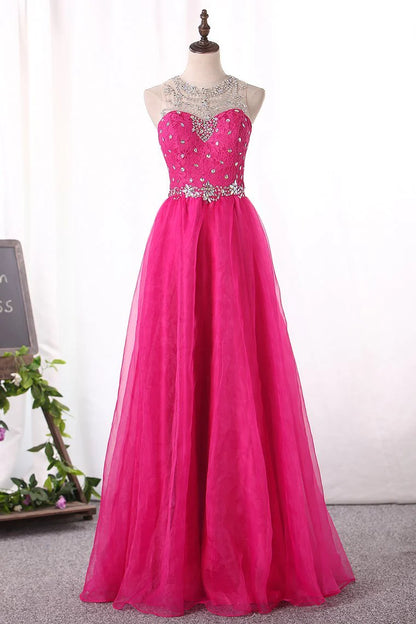 Party Dresses Scoop Organza A Line With Beading Floor Length